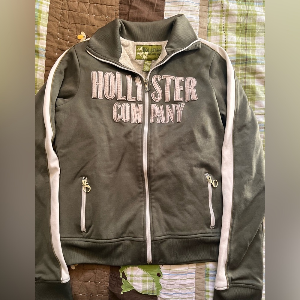 Vintage Hollister Olive and White Fleece-Lined Jacket